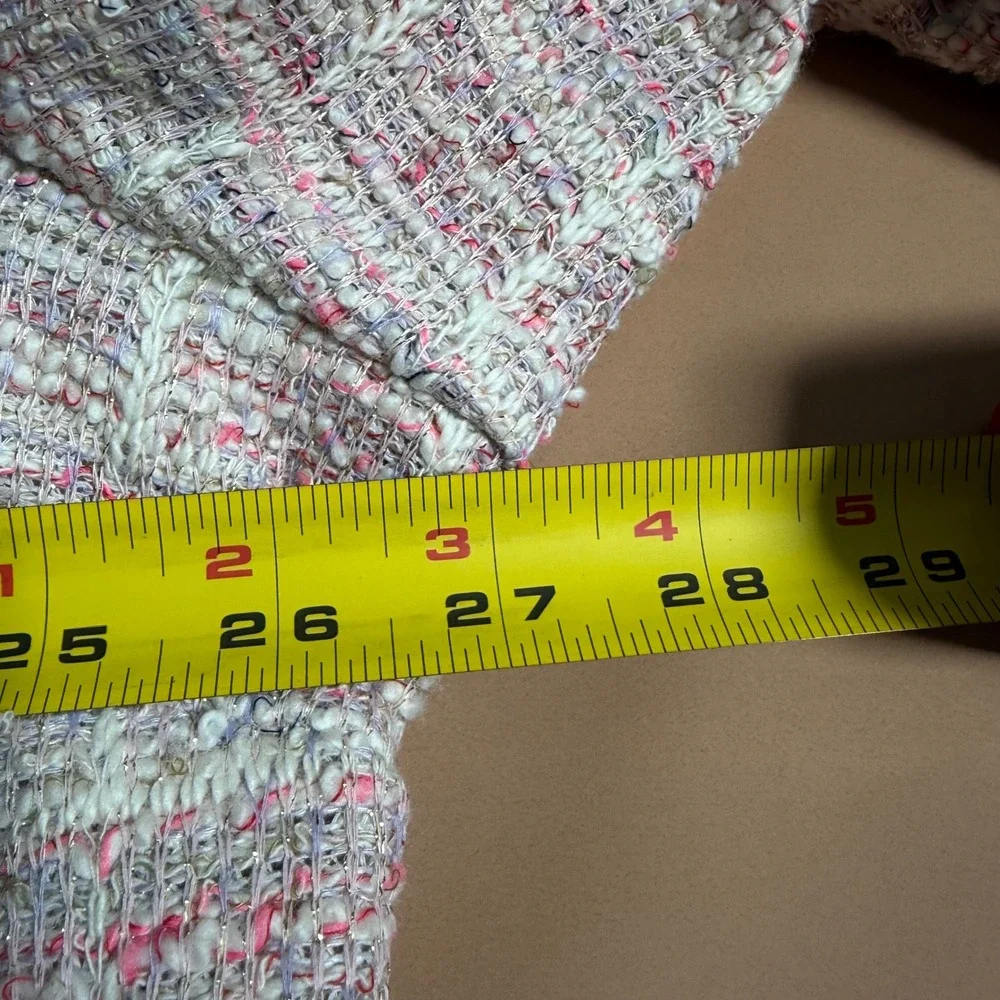 Alfred Dunner Woman 3X Magnolia Springs Pink Tweed Pearl Trim Cardigan Jacket